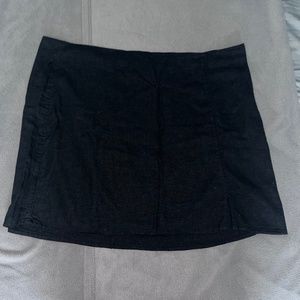 black linen blend a line mini skirt